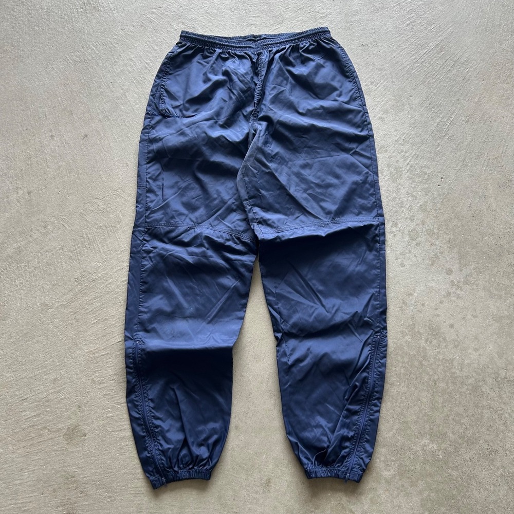 Vintage 90s Nike Sweatpants Size Large Navy Blue Track Nylon Athletic Running